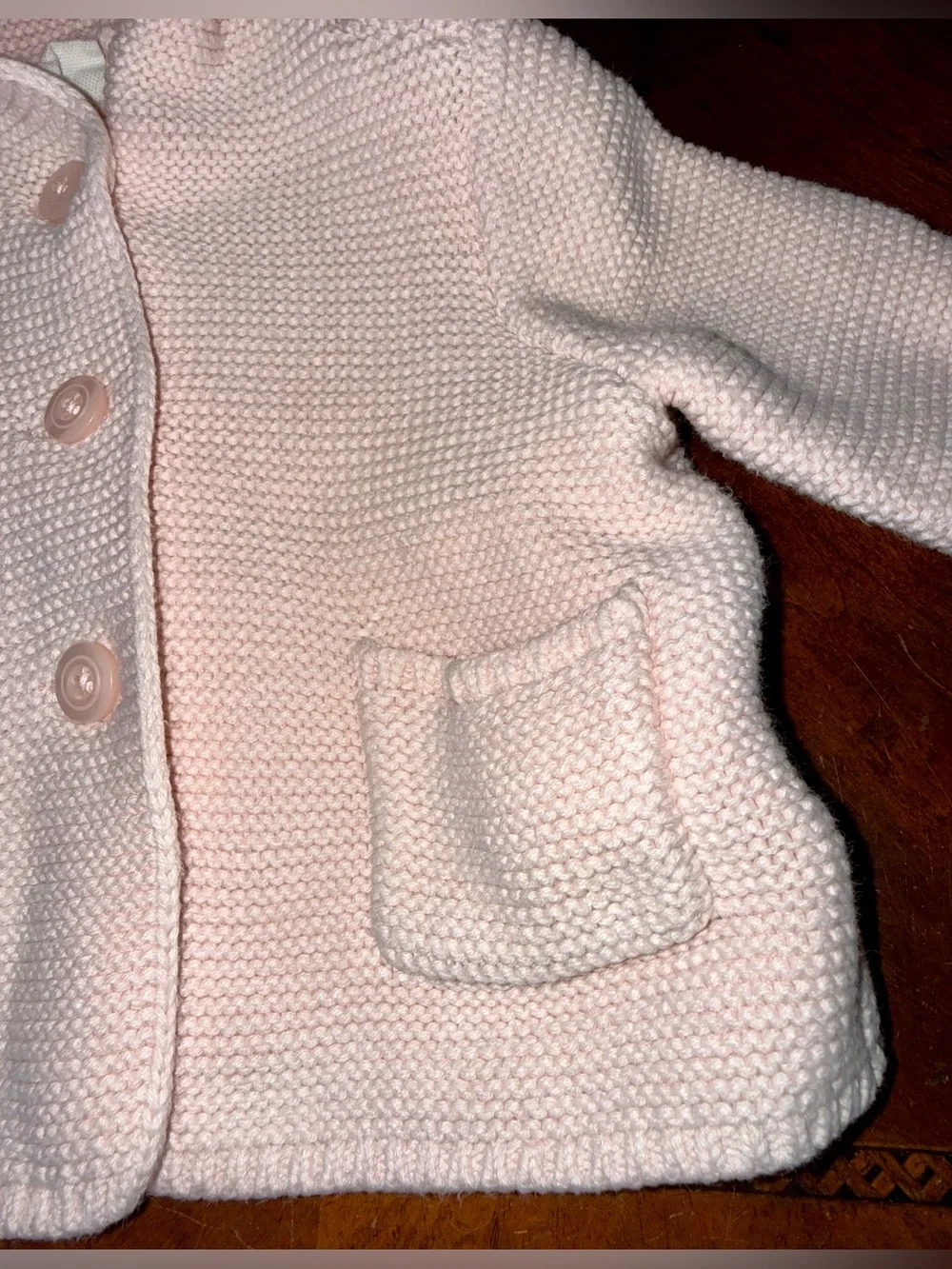 Gap Baby Girl Pink Knit Bear Ear Hooded Cardigan Sweater | 12M | Light Pink